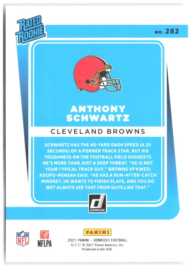 Anthony Schwartz Donruss 282 2021 Cleveland Browns RC