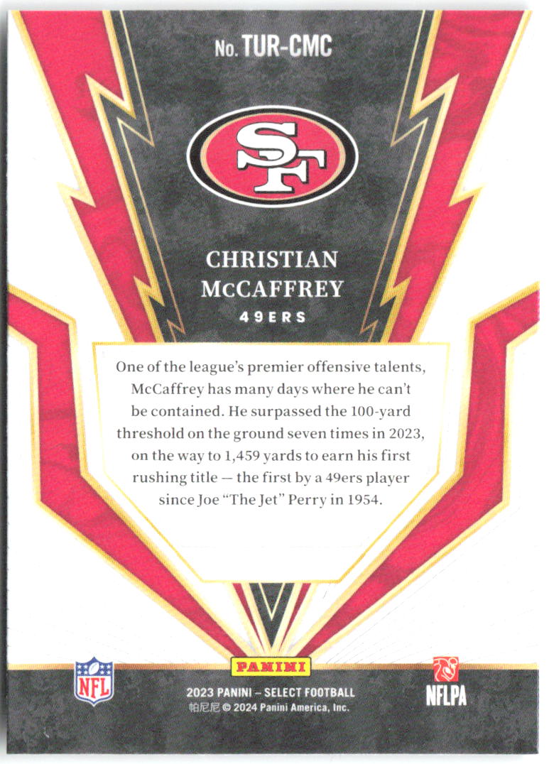 Christian McCaffrey Panini Select Turbocharged TUR-CMC 2023 San Francisco 49ers