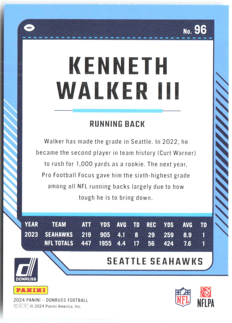 Kenneth Walker III Donruss 96 2024 Seattle Seahawks