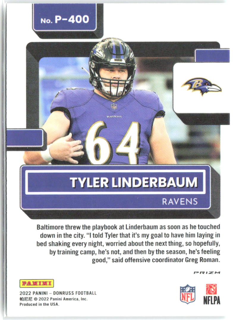 Tyler Linderbaum Donruss - Optic Rated Rookies Green Mojo P-400 2022 Ravens
