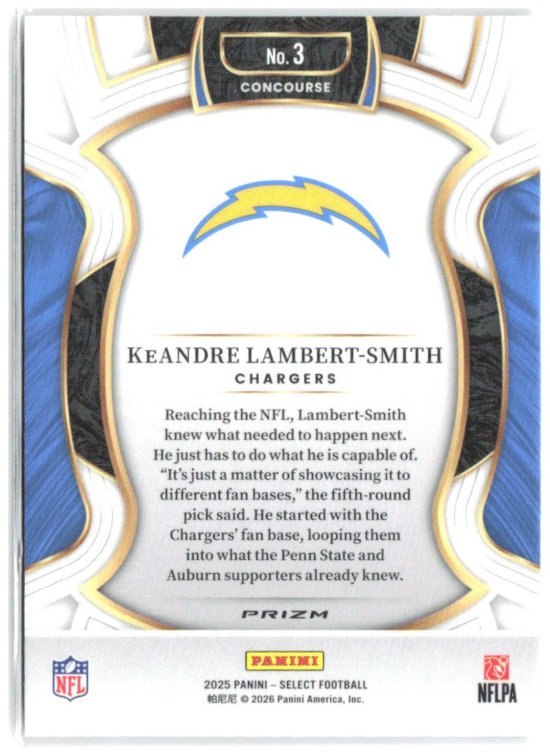 KeAndre Lambert-Smith Panini Select - Black and Gold Prizm Shock 3 2025 Chargers