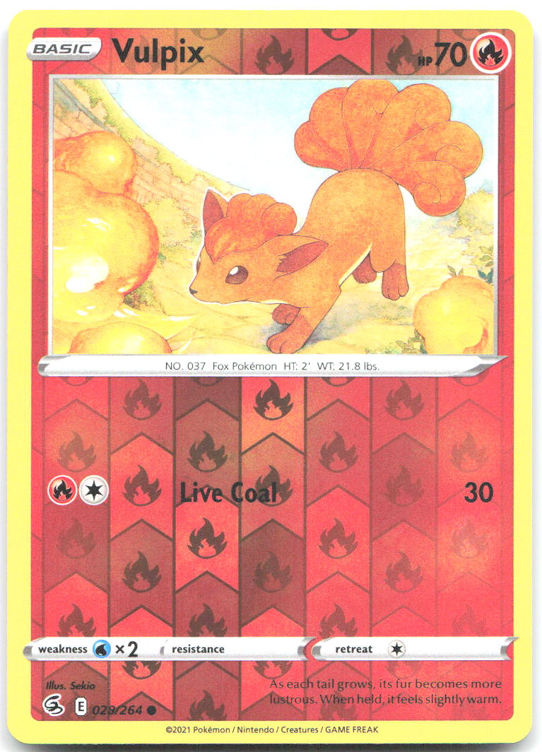 Vulpix 28 Reverse Holo Common SWSH08 Fusion Strike 028/264 NM Sekio