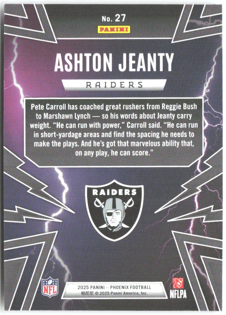 Ashton Jeanty Panini Phoenix - Thunderbirds 27 2025 Las Vegas Raiders