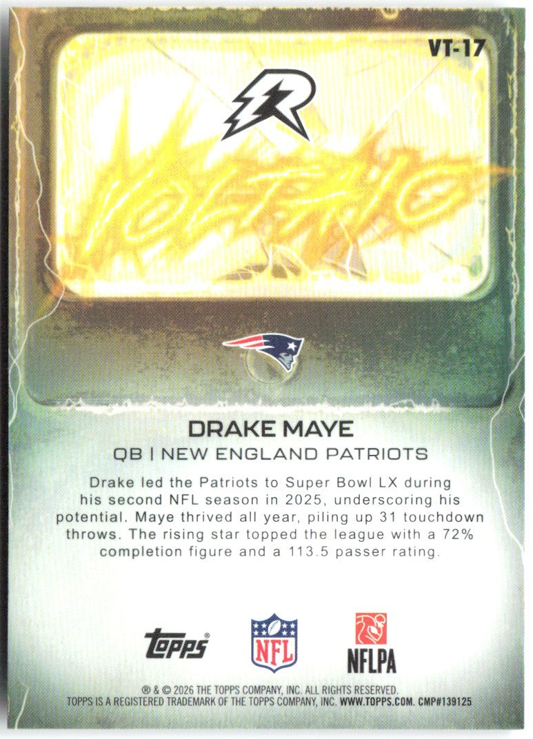 Drake Maye Topps Resurgence - Voltaic Refractor VT-17 2025 New England Patriots