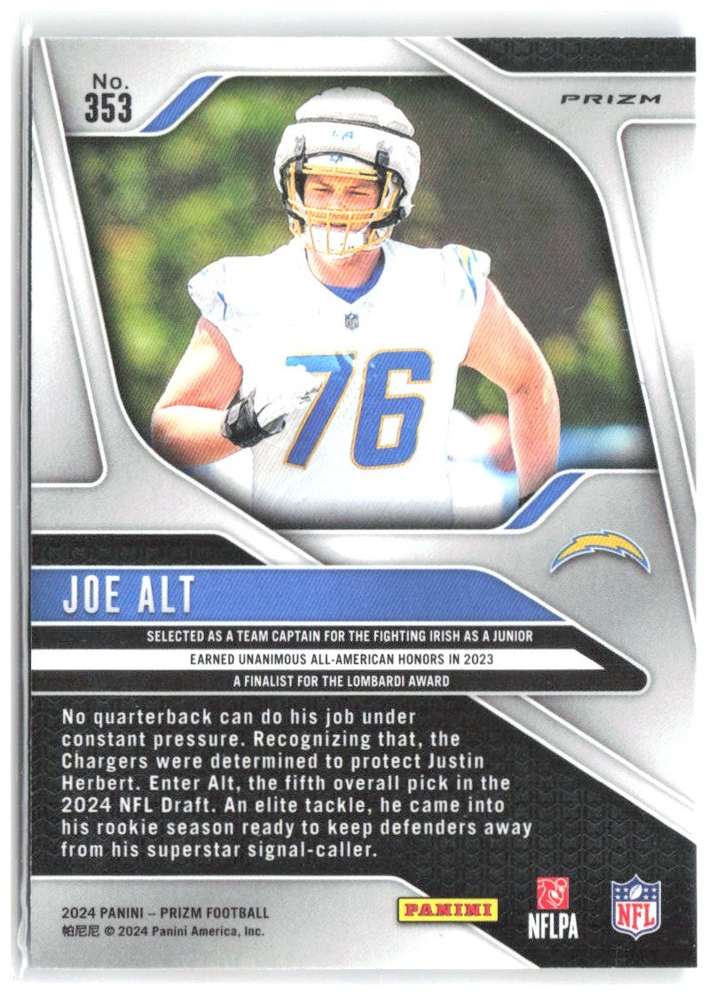 Joe Alt Panini Prizm - Red White and Blue 353 2024 Los Angeles Chargers