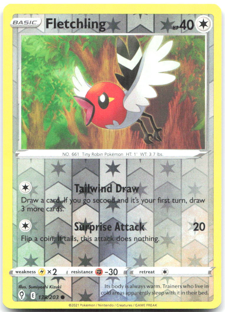 Fletchling Reverse Holo Common SWSH07 Evolving Skies 138/203 NM Sumiyoshi Kizuki