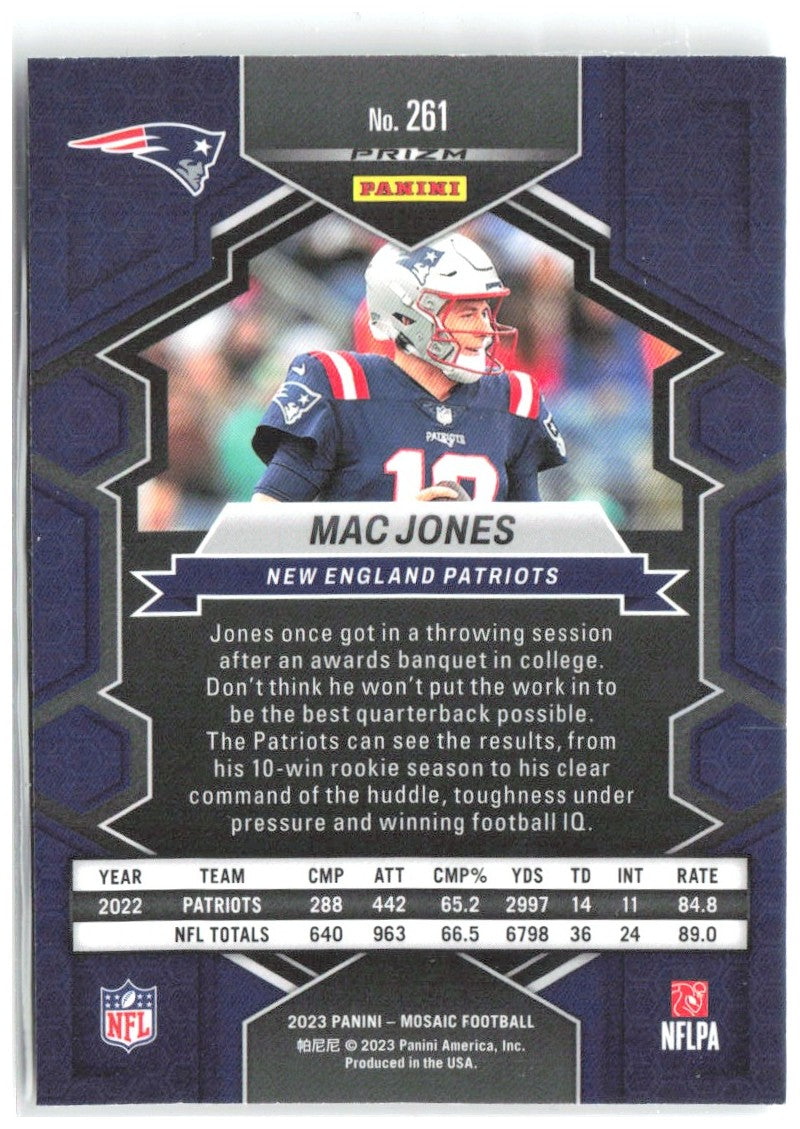 Mac Jones Panini Mosaic - Mosaic 261 2023 New England Patriots