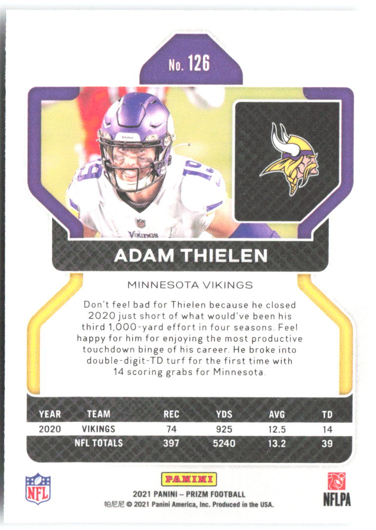 Adam Thielen Panini Prizm 126 2021 Minnesota Vikings