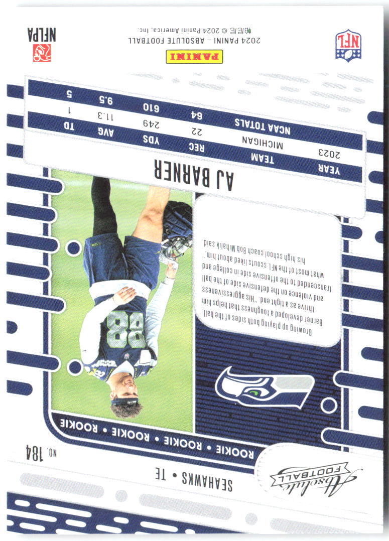 AJ Barner Panini Absolute - Retail 184 2024 Seattle Seahawks RC