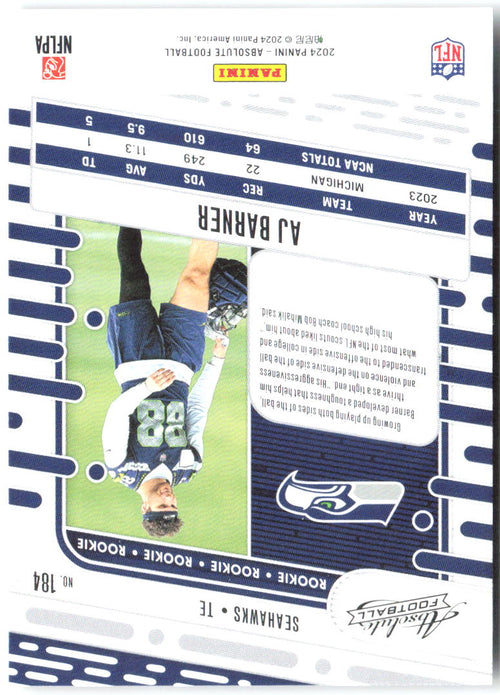 AJ Barner Panini Absolute - Retail 184 2024 Seattle Seahawks RC