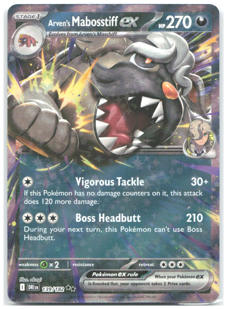 Arven's Mabosstiff ex Double Rare Destined Rivals 139/182 NM Takeshi Nakamura