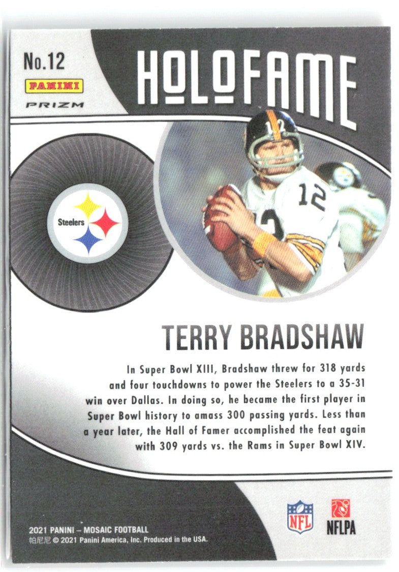 Terry Bradshaw Panini Mosaic - HoloFame Mosaic 12 2021 Pittsburgh Steelers