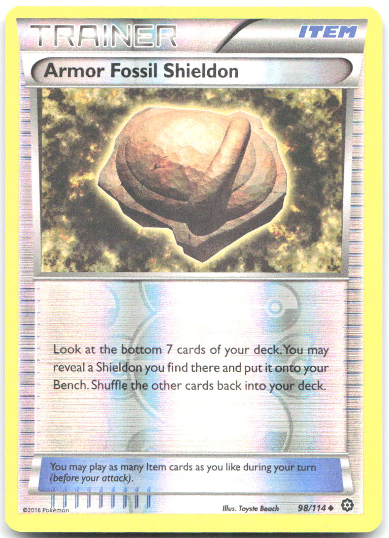 Armor Fossil Shieldon Reverse Holo XY Steam Siege 98/114 NM Toyste Beach
