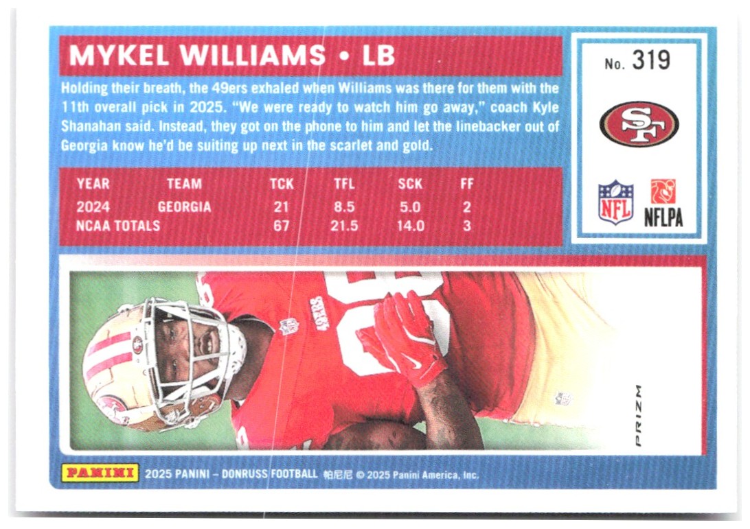 Mykel Williams Donruss Optic - Pink 210 2025 San Francisco 49ers