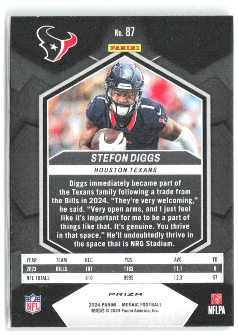 Stefon Diggs Panini Mosaic - Mosaic Green 87 2024 Houston Texans