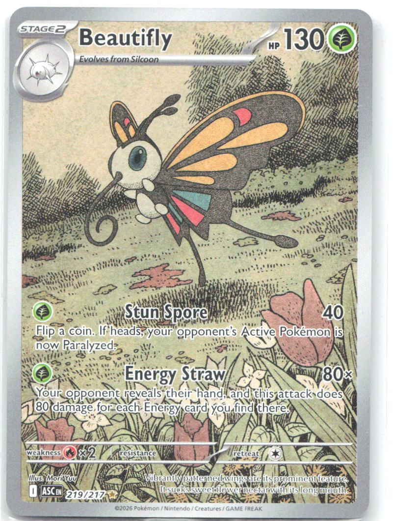 Beautifly Holo Illustration Rare ME: Ascended Heroes 219/217 NM Mori Yuu