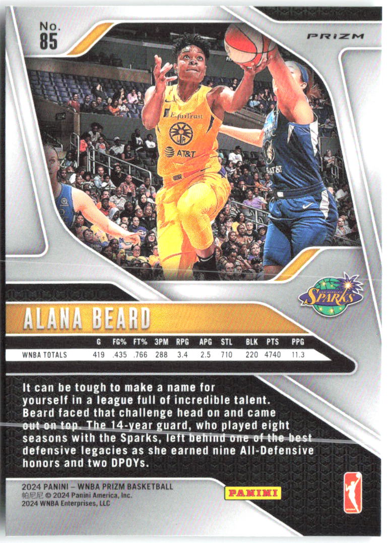 Alana Beard Panini Prizm WNBA - Green Prizms 85 2024 Los Angeles Sparks