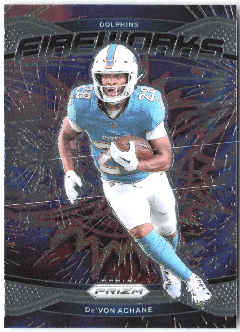 De'Von Achane Panini Prizm - Fireworks 12 2024 Miami Dolphins