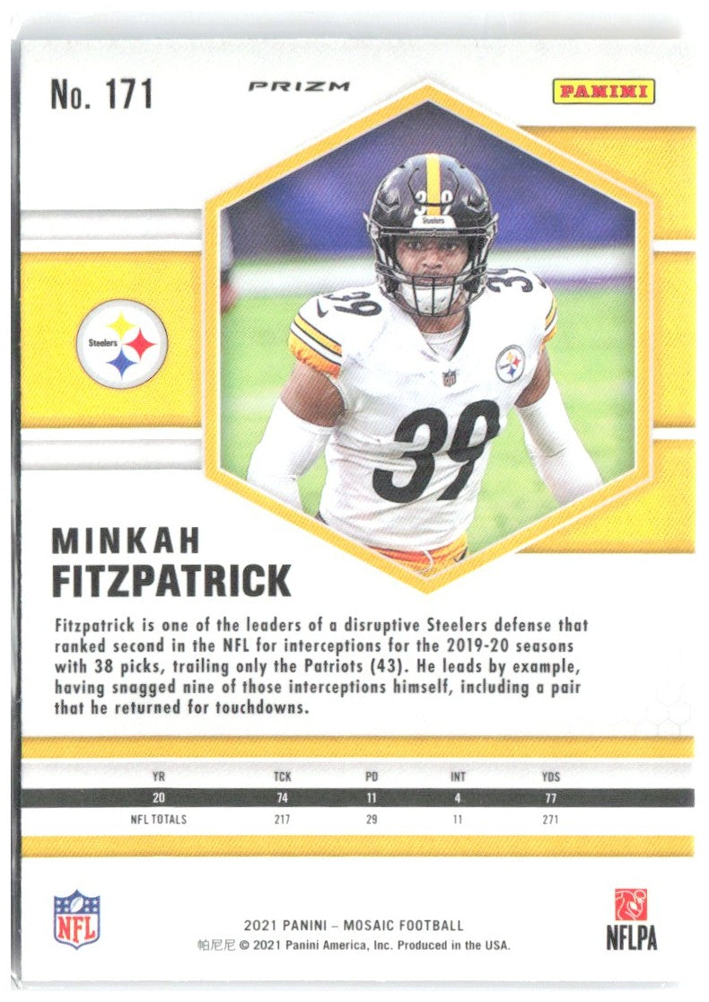 Minkah Fitzpatrick Mosaic - Prizm Reactive Blue 171 2021 Pittsburgh Steelers