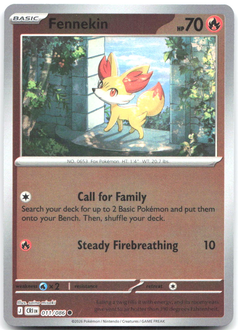 Fennekin Reverse Holo Common ME04: Chaos Rising 011/086 NM saino misaki