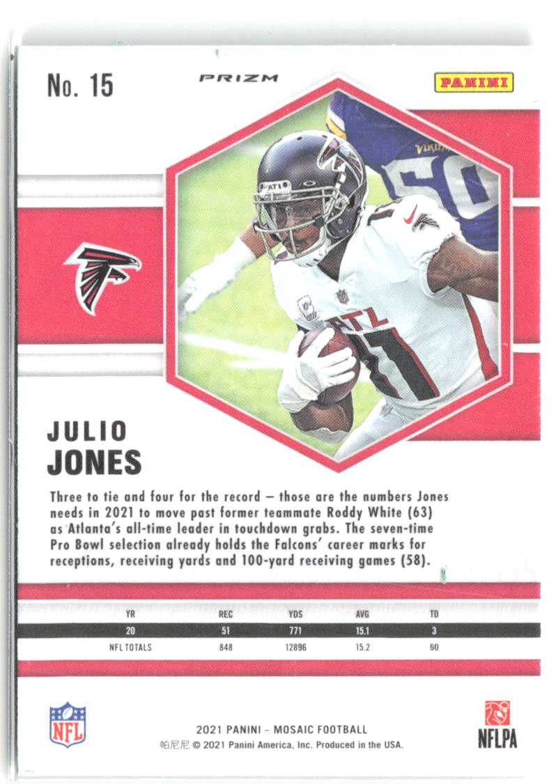 Julio Jones Panini Mosaic - Prizm Green 15 2021 Atlanta Falcons