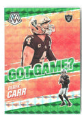 Derek Carr Panini Mosaic - Got Game? Mosaic Green GG-6 2021 Las Vegas Raiders