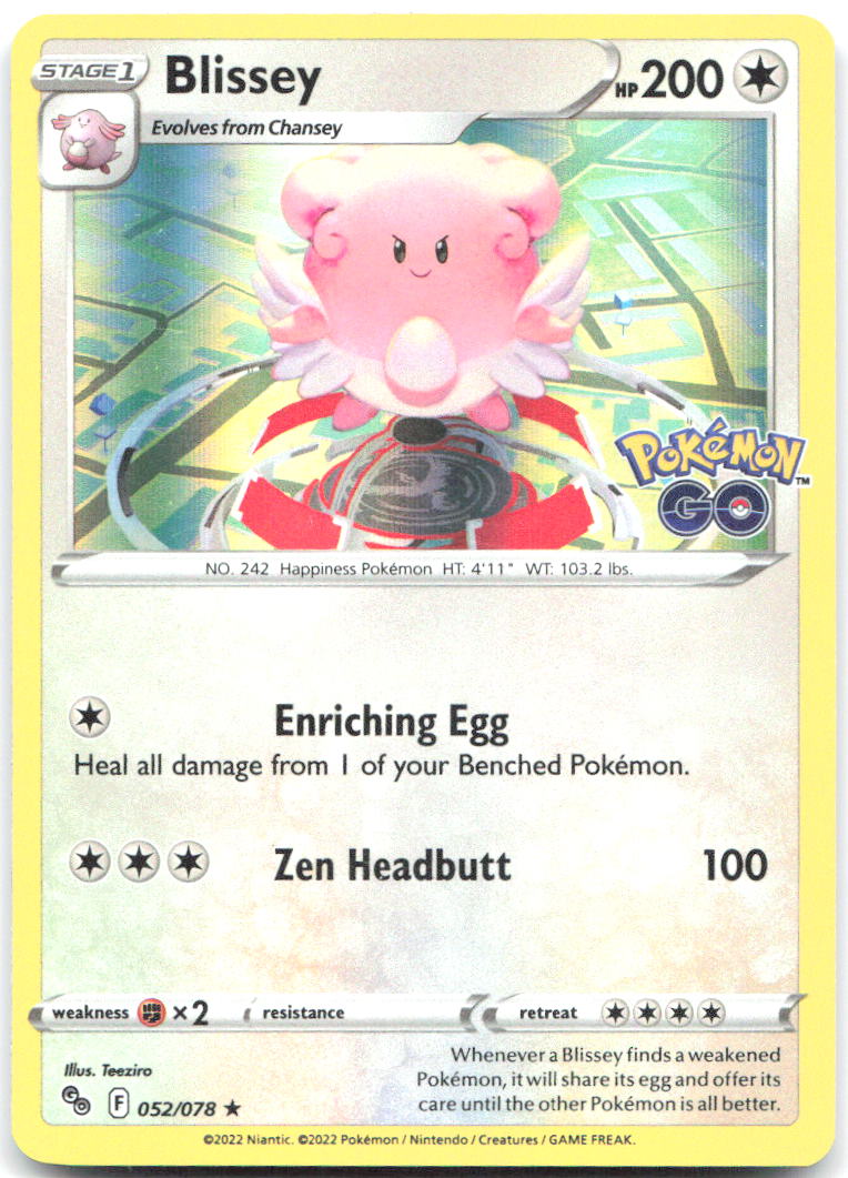 Blissey Holo Rare Pokemon GO 052/078 NM Teeziro