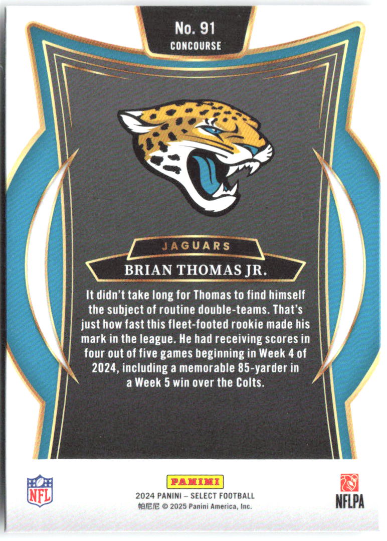 Brian Thomas Jr. Panini Select 91 2024 Jacksonville Jaguars RC