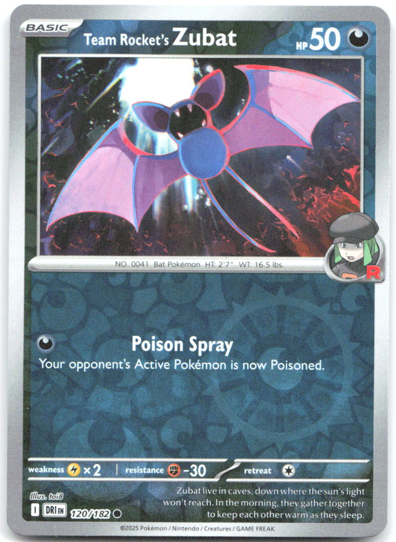 Team Rocket's Zubat Reverse Holo Common SV10 Destined Rivals 120/182 NM Uta