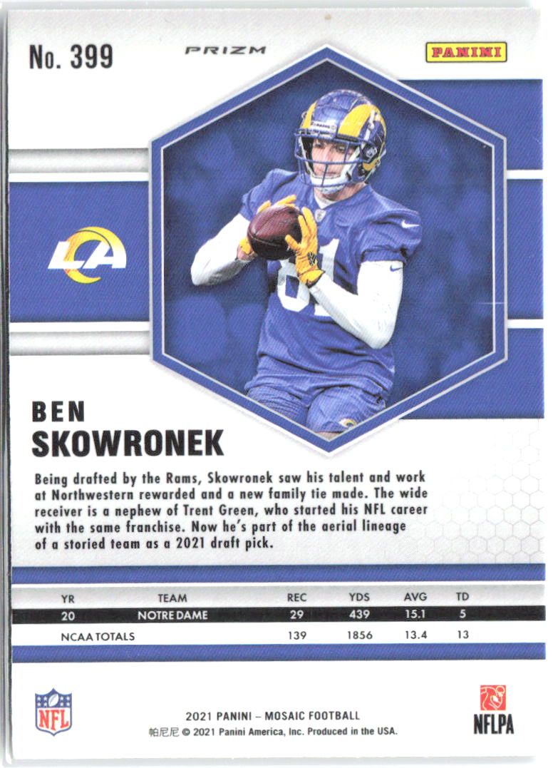 Ben Skowronek Panini Mosaic - Prizm Green 399 2021 Los Angeles Rams