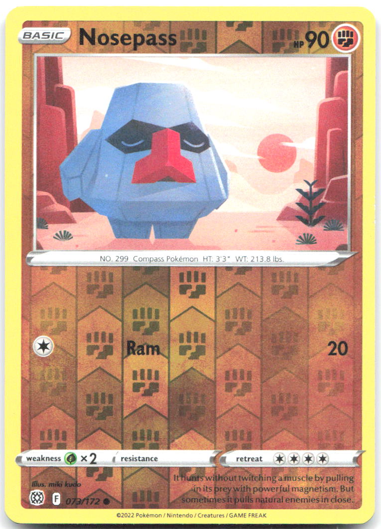 Nosepass Reverse Holo Common SWSH09 Brilliant Stars 073/172 NM Jerky