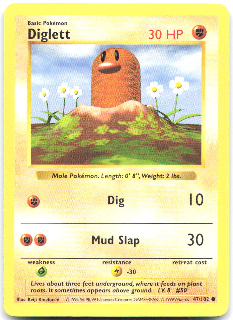 Diglett Unlimited Common Base Set Shadowless 047/102 LP Keiji Kinebuchi