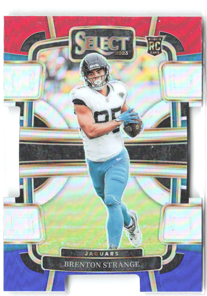 Brenton Strange Select Red and Blue Prizms Die Cuts 45 2023 Jacksonville Jaguars