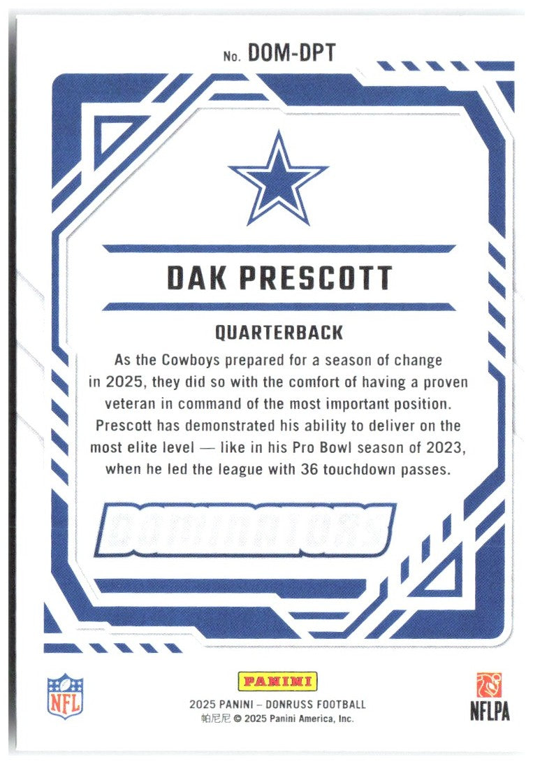 Dak Prescott Donruss - Dominators DOM-DPT 2025 Dallas Cowboys