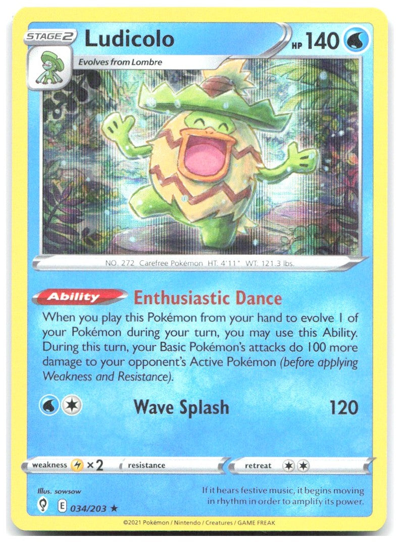 Ludicolo Holo Rare SWSH07 Evolving Skies 034/203 NM sowsow