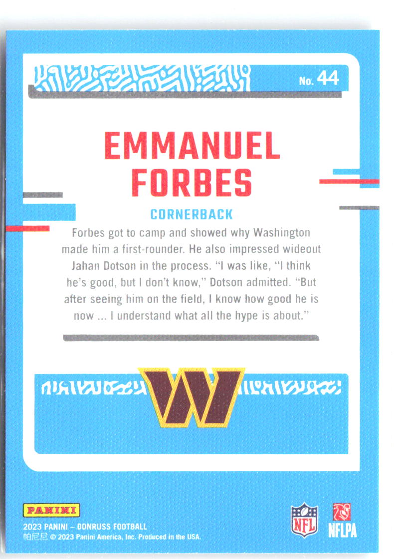Emmanuel Forbes Rated Rookie Portrait Donruss - Rated Rookie Portrait 44 NM