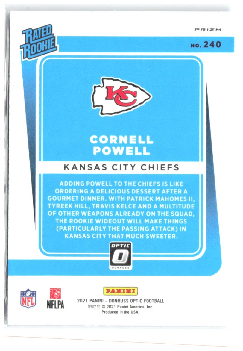 Cornell Powell Donruss Optic - Purple Shock 240 2021 Kansas City Chiefs