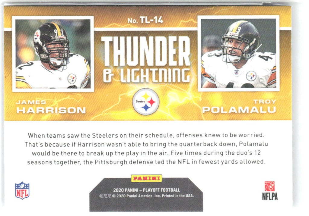 James Harrison / Troy Polamalu Playoff - Thunder & Lightning TL-14 2020 Steelers