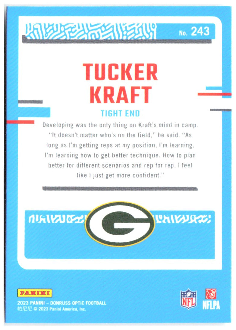 Tucker Kraft Donruss Optic 243 2023 Green Bay Packers RC