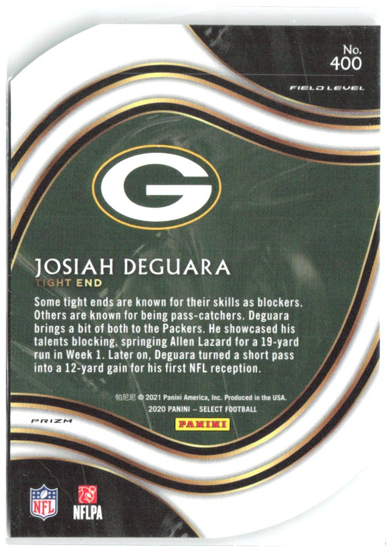 Josiah Deguara Panini Select Neon Green Prizm Die Cut 400 2020 Green Bay Packers