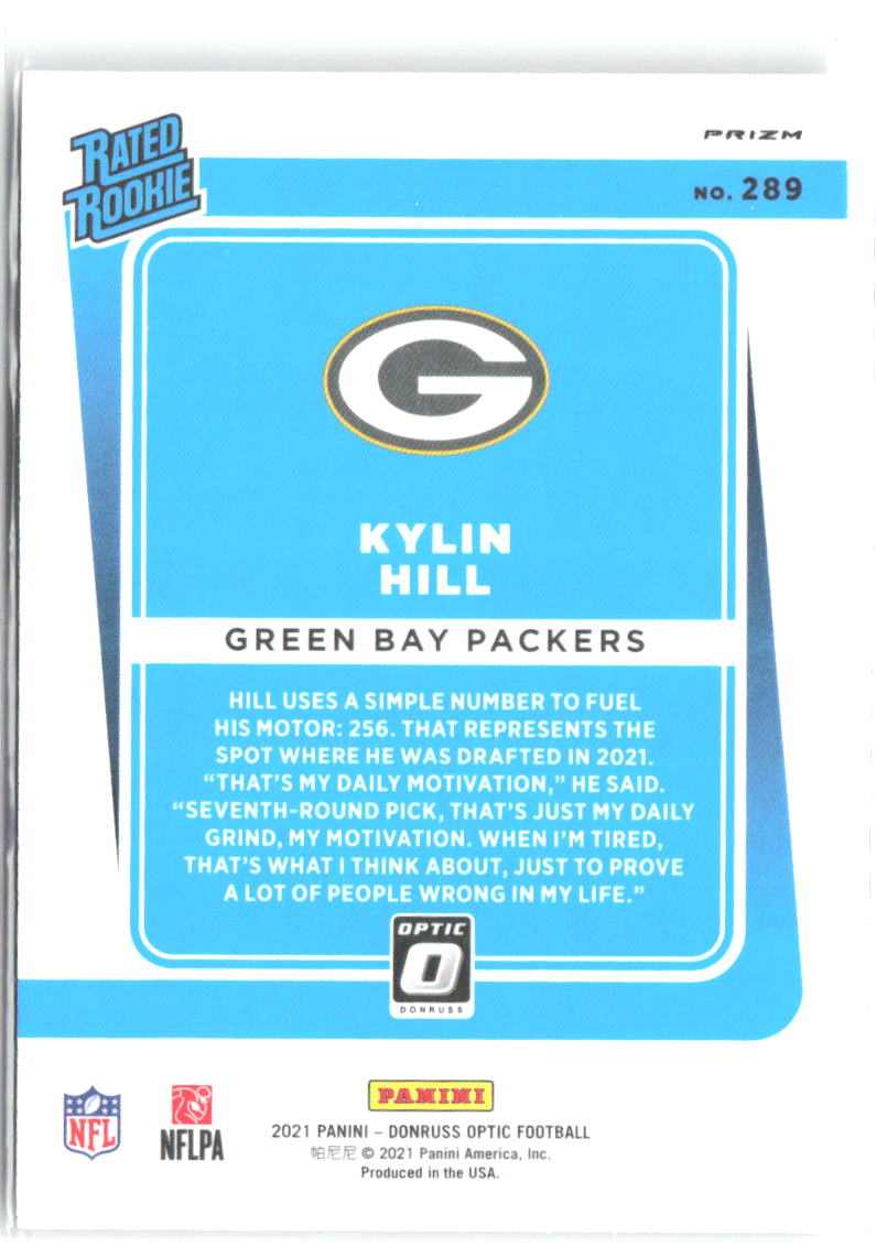 Kylin Hill Donruss Optic - Holo 289 2021 Green Bay Packers