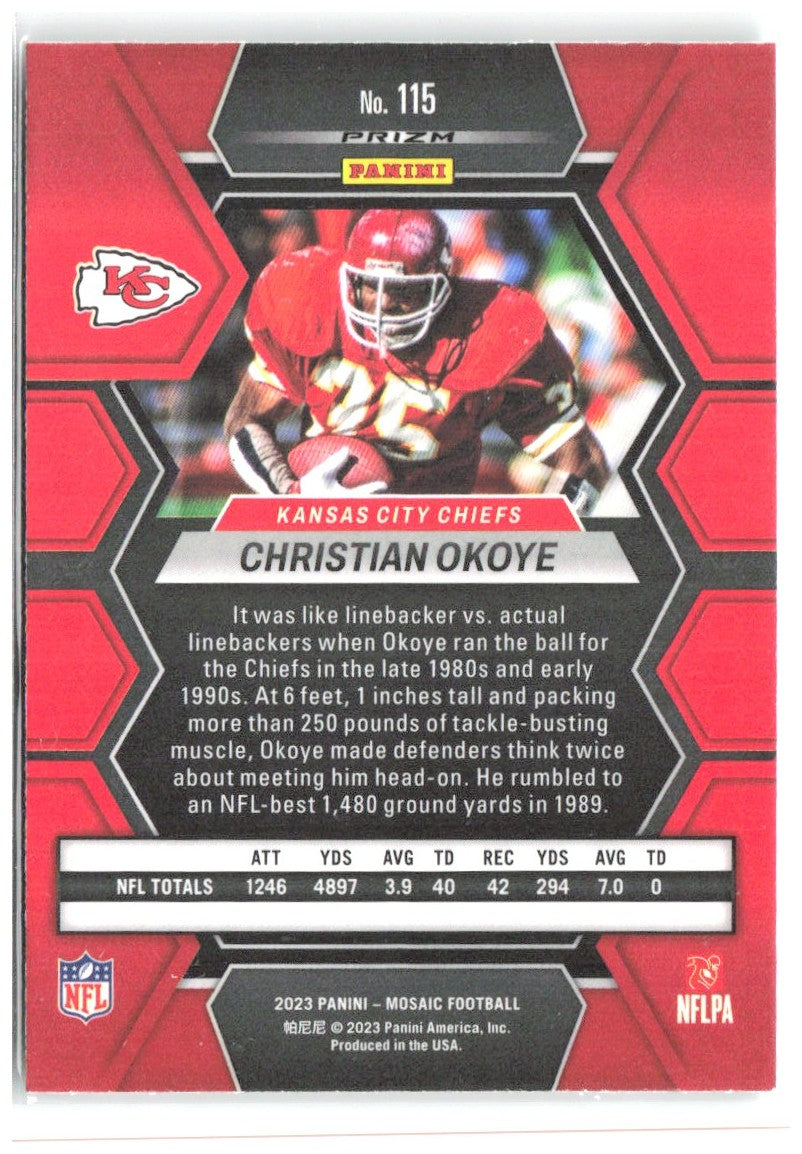 Christian Okoye Panini Mosaic - Green Mosaic 115 2023 Kansas City Chiefs