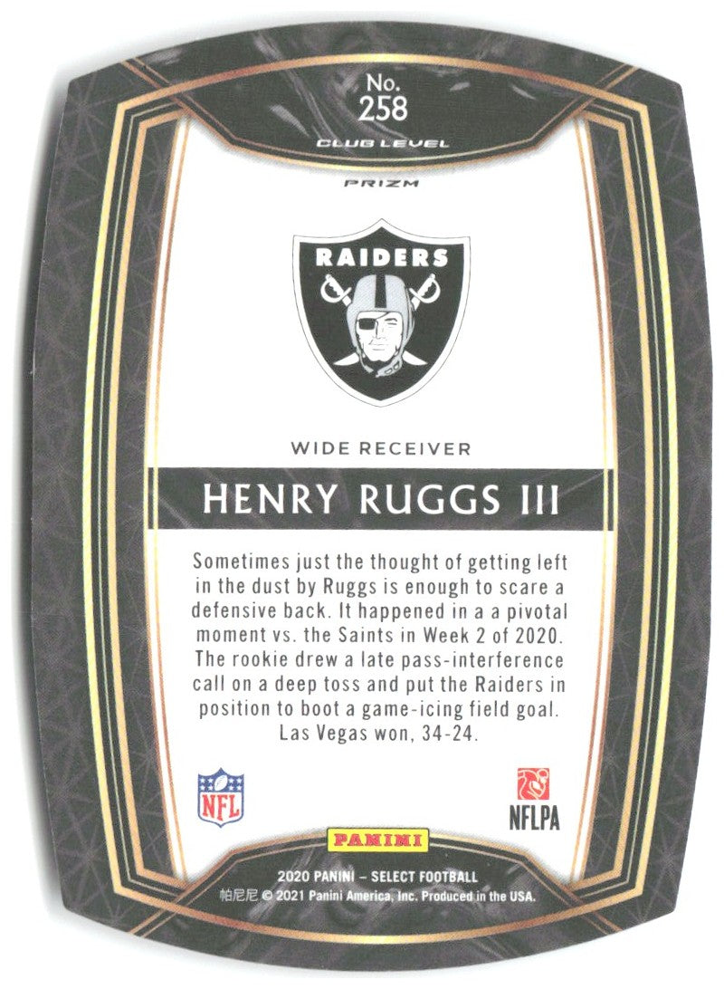 Henry Ruggs III Panini Select - Purple Prizm Die Cut 258 2020 Las Vegas Raiders