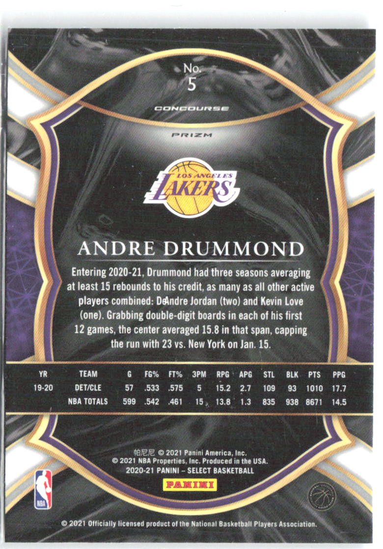 Andre Drummond Blue Prizms Panini Select - Blue Prizms 5 NM