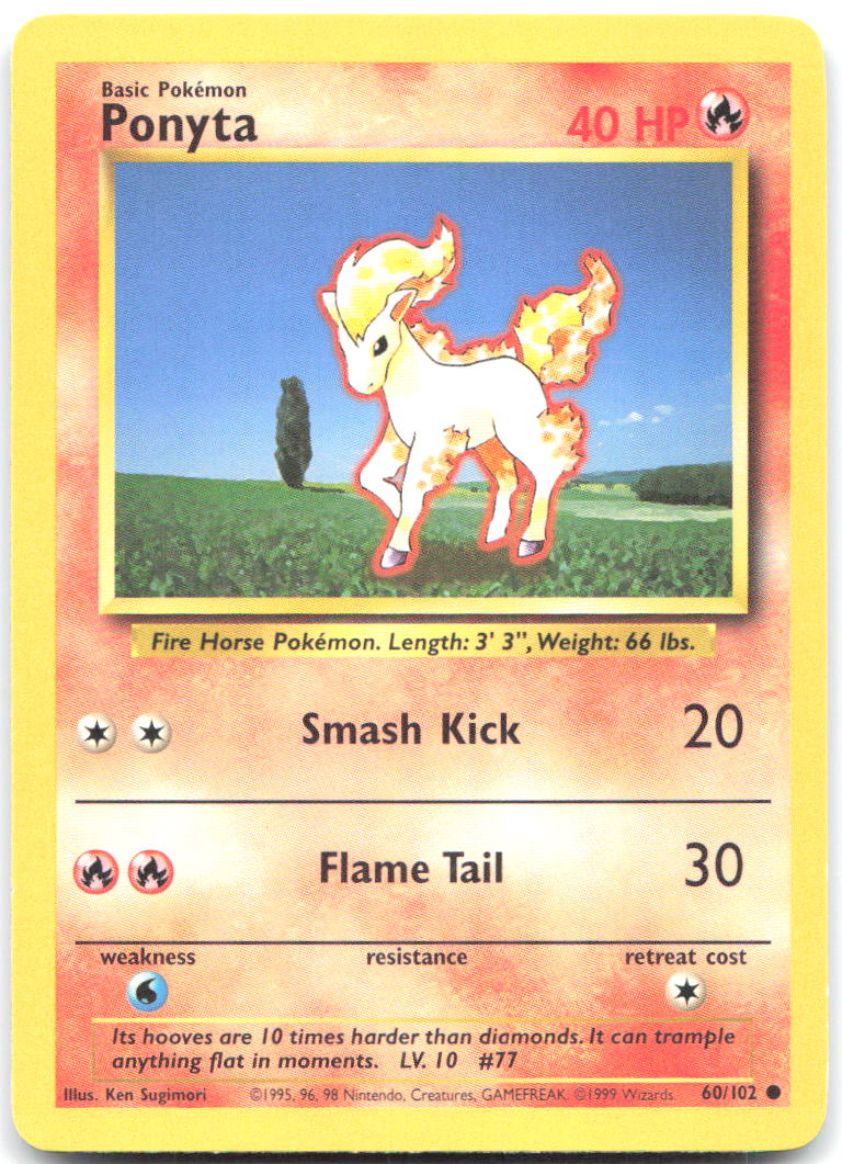 Ponyta Common Base Set 060/102 LP Ken Sugimori