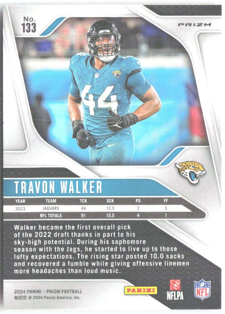 Travon Walker Panini Prizm - Lazer 133 2024 Jacksonville Jaguars