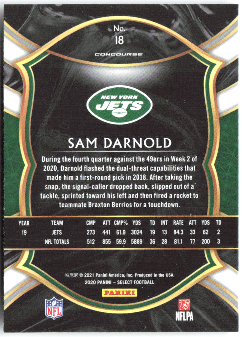 Sam Darnold Panini Select 18 2020 New York Jets