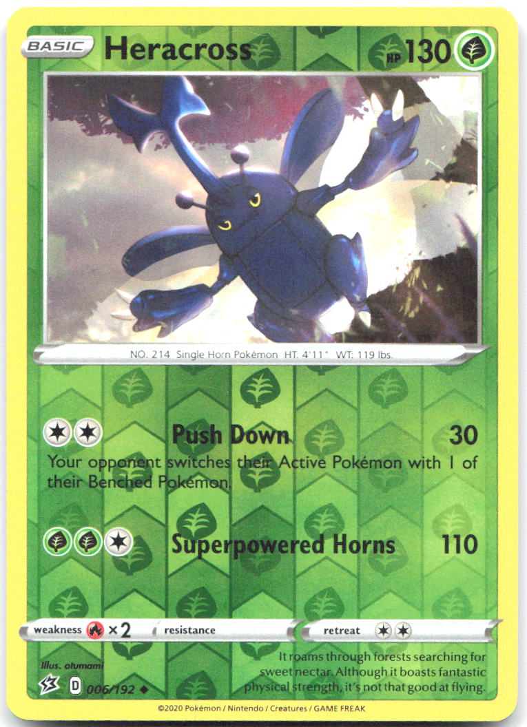 Heracross Reverse Holo Uncommon SWSH02 Rebel Clash 006/192 NM otumami