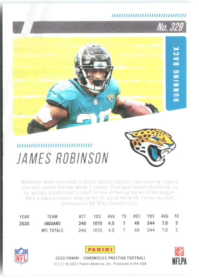 James Robinson Chronicles Prestige Rookies Update 329 2020 Jacksonville Jaguars
