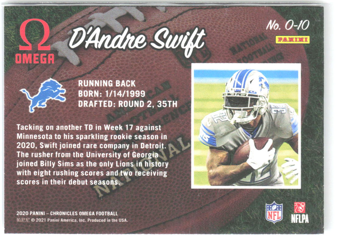 D'Andre Swift Panini Chronicles - Omega O-10 2020 Detroit Lions